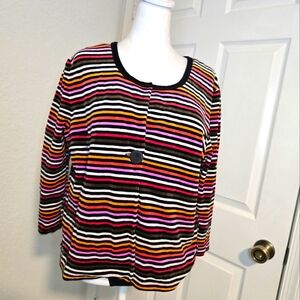 Sonia Rykiel Multicolor Velvet Plush Striped Knit Top. SIZE XXL
